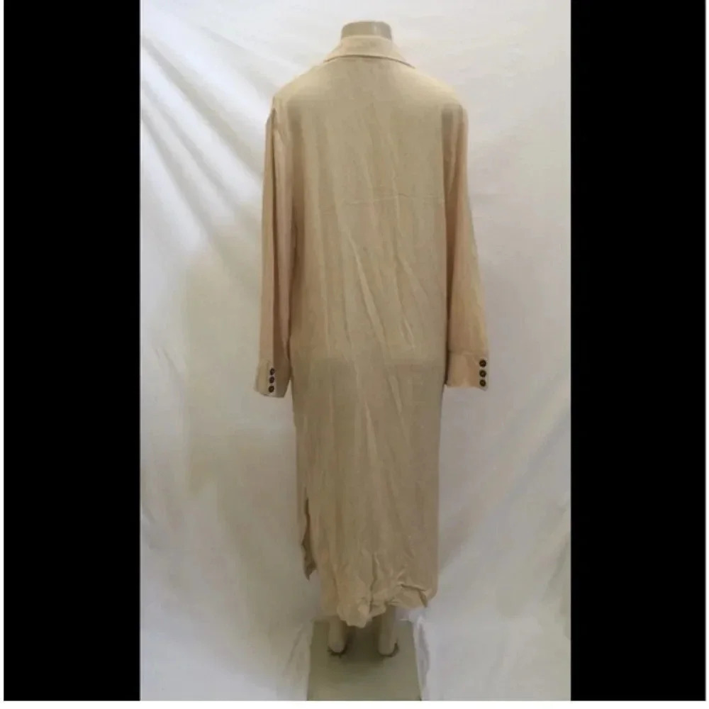 ZARA TRF OUTERWEAR LONG SLEEVE DUSTER TAN/BEIGE SIZE SMALL/ MEDIUM - Picture 3 of 16